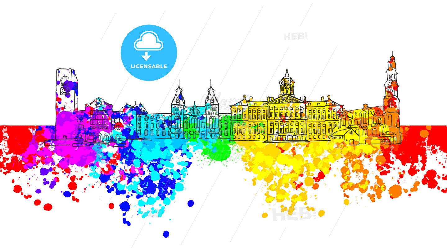 Amsterdam Colorful Landmark Banner – instant download
