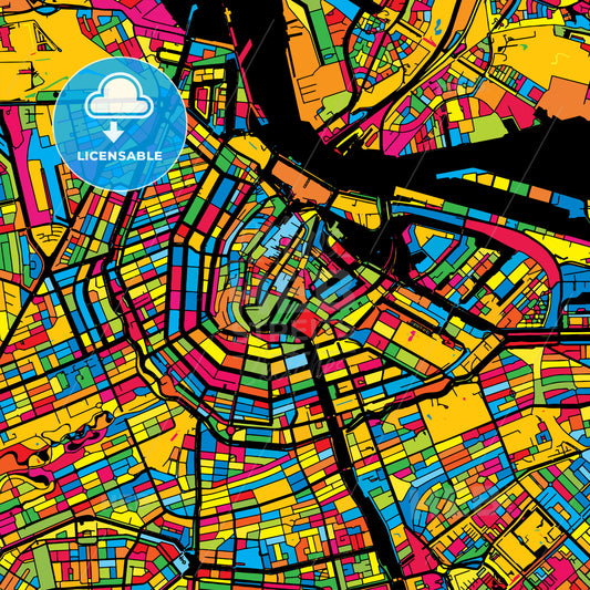 Amsterdam Netherlands Colorful Map
