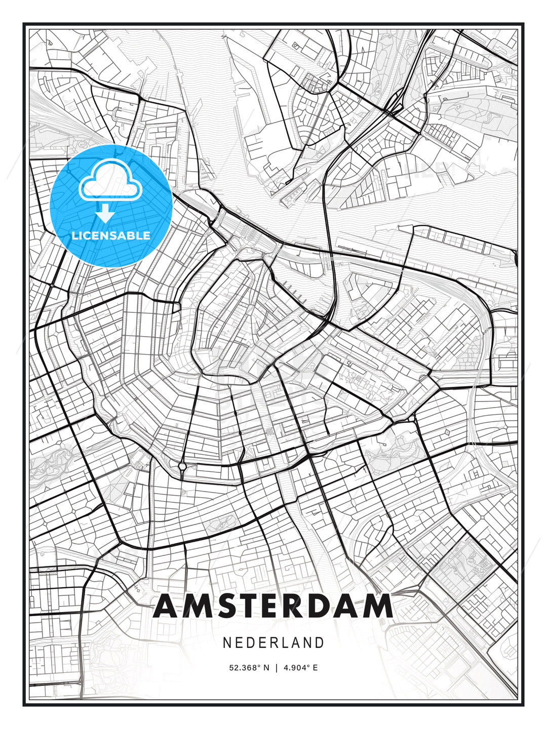 Amsterdam, Netherlands, Modern Print Template in Various Formats - HEBSTREITS Sketches