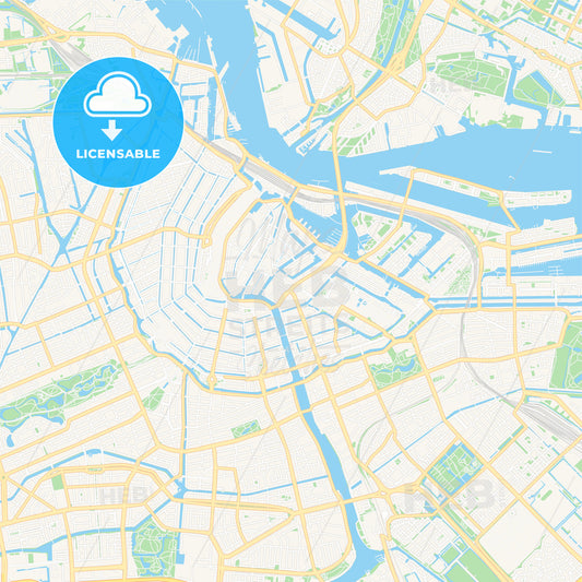 Amsterdam, Netherlands Vector Map - Classic Colors