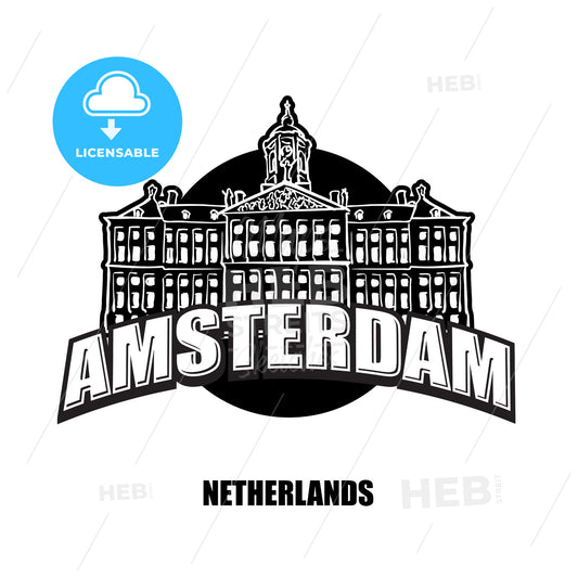 Amsterdam, Netherlands, black and white logo – instant download