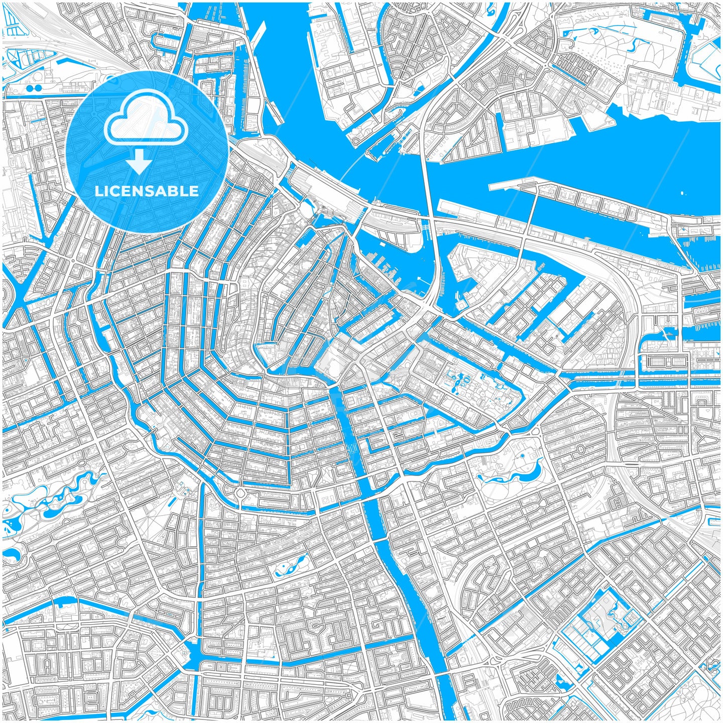 Amsterdam, North Holland, Netherlands, city map with high quality roads.