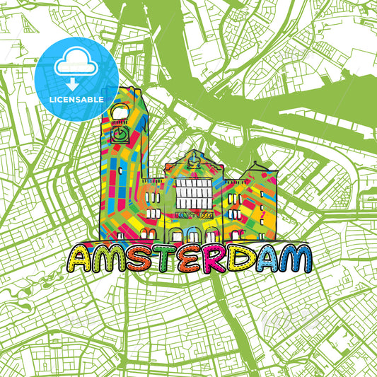 Amsterdam Travel Art Map