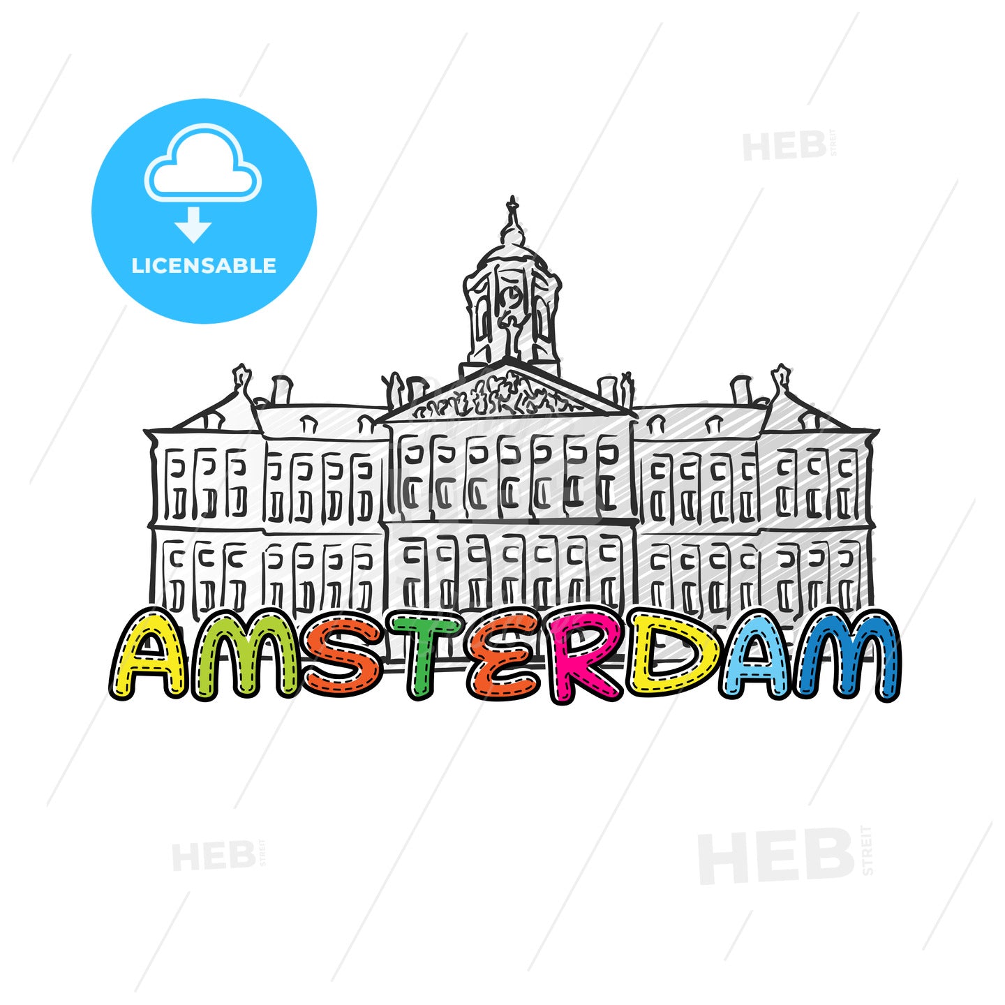 Amsterdam beautiful sketched icon – instant download