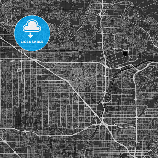 Anaheim, California - Area Map - Dark