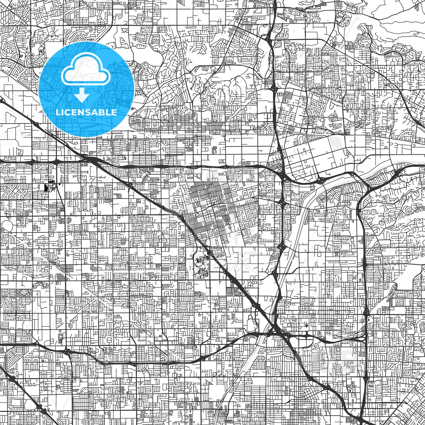 Anaheim, California - Area Map - Light – HEBSTREITS