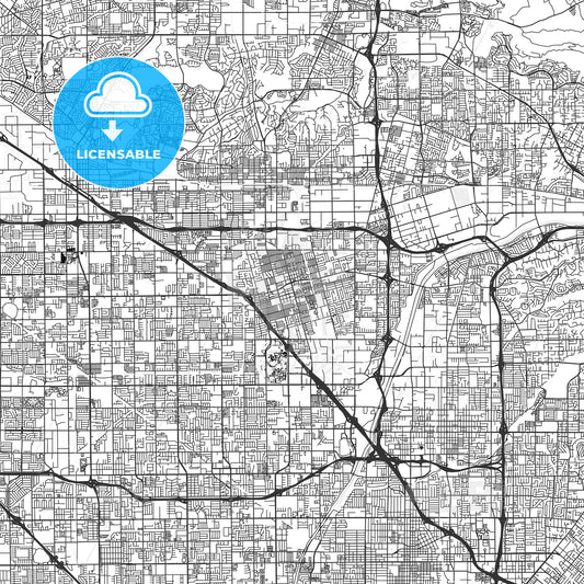 Anaheim, California - Area Map - Light