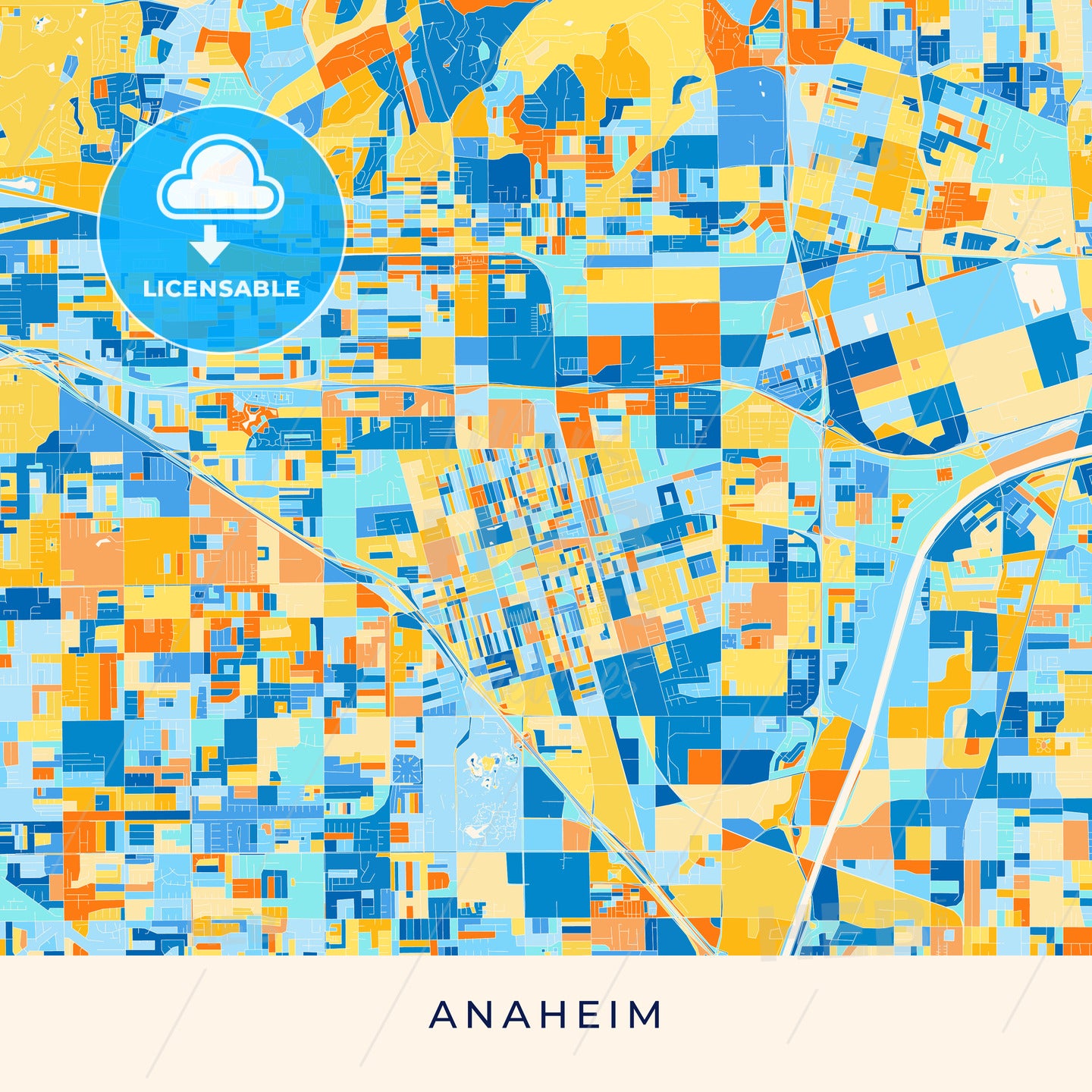 Anaheim colorful map poster template
