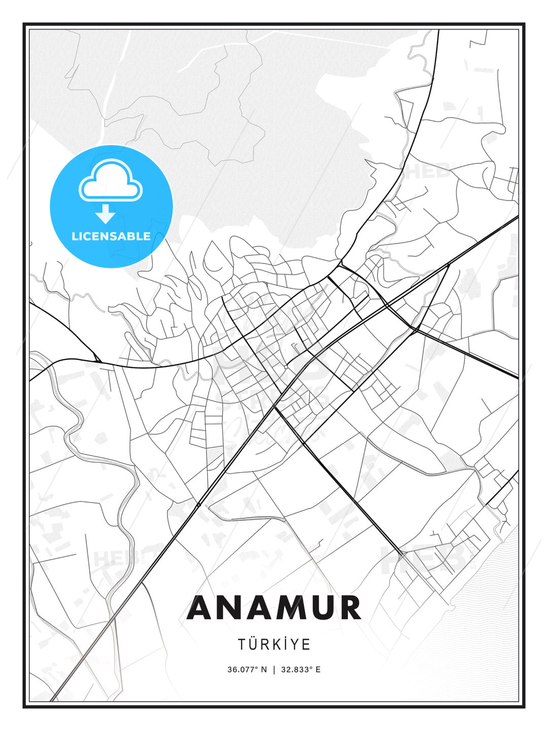 Anamur, Turkey, Modern Print Template in Various Formats - HEBSTREITS Sketches