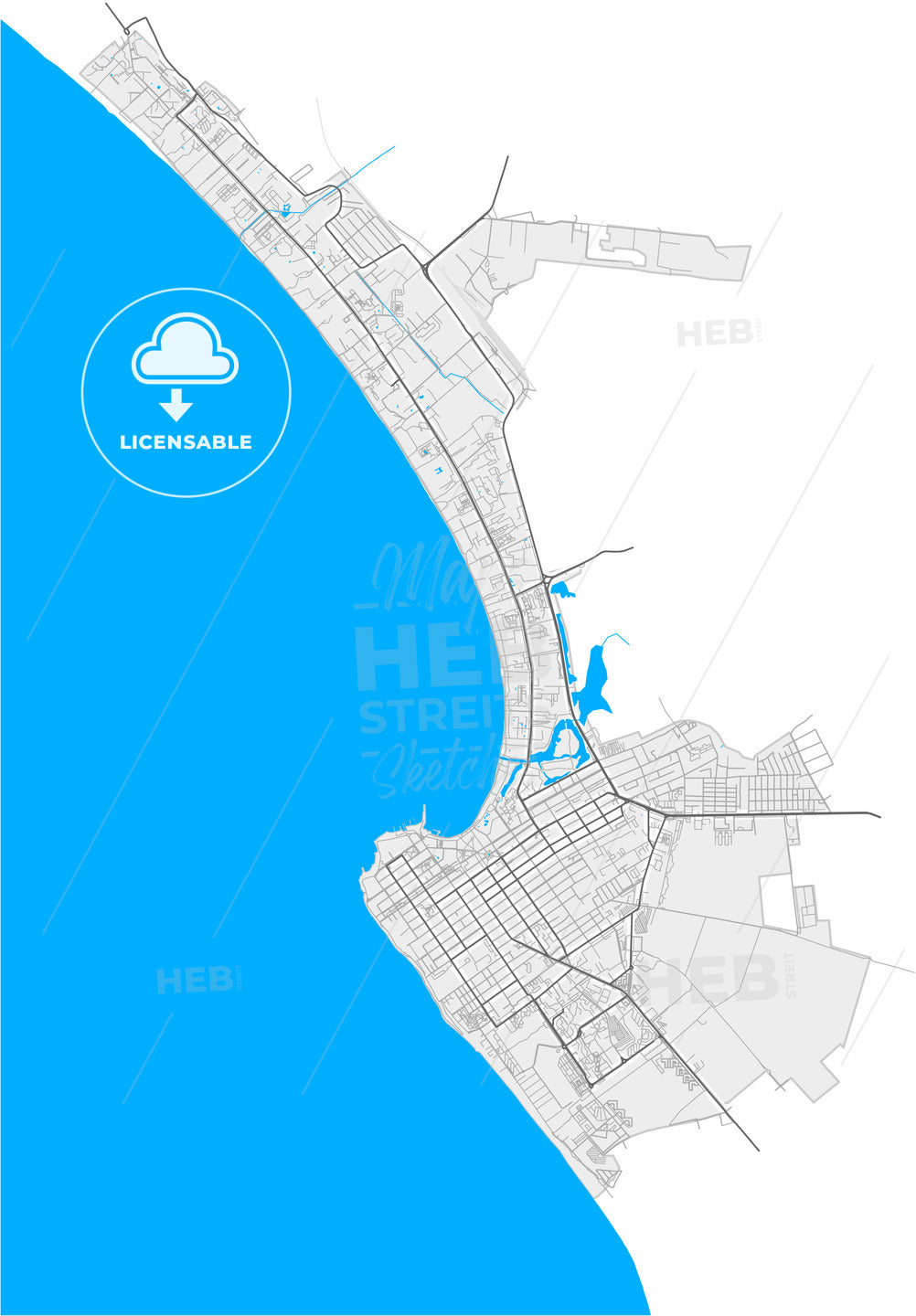 Anapa, Krasnodar Krai, Russia, high quality vector map