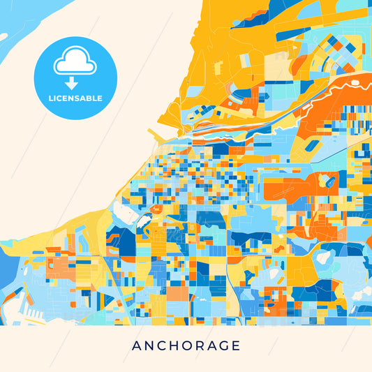 Anchorage colorful map poster template