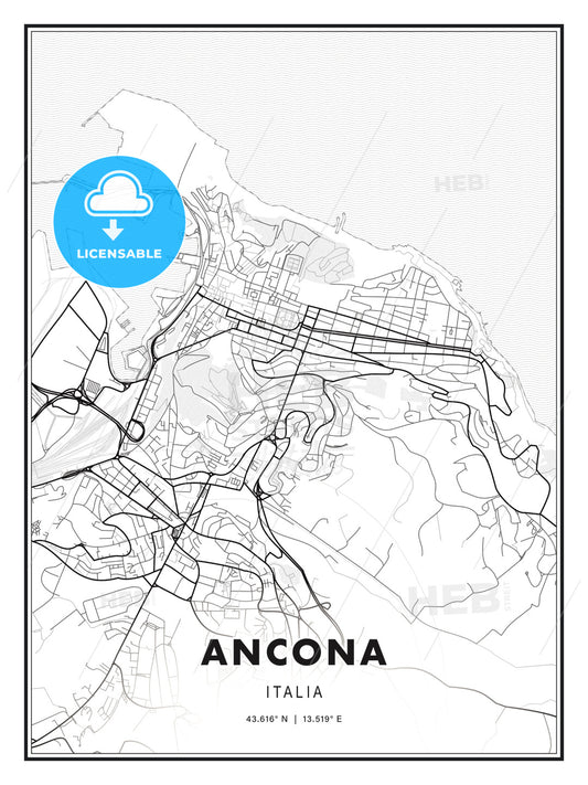 Ancona, Italy, Modern Print Template in Various Formats - HEBSTREITS Sketches
