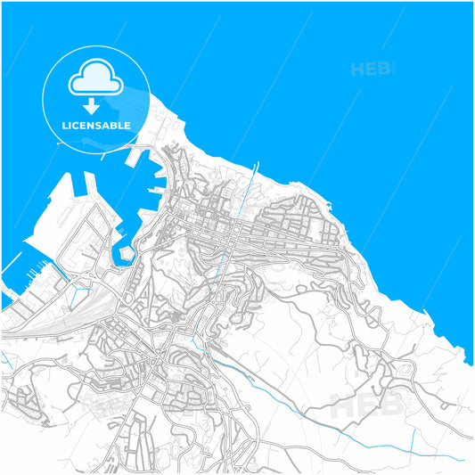 Ancona, Marche, Italy, city map with high quality roads.