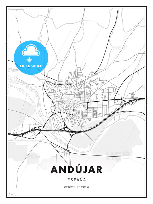 Andújar, Spain, Modern Print Template in Various Formats - HEBSTREITS Sketches
