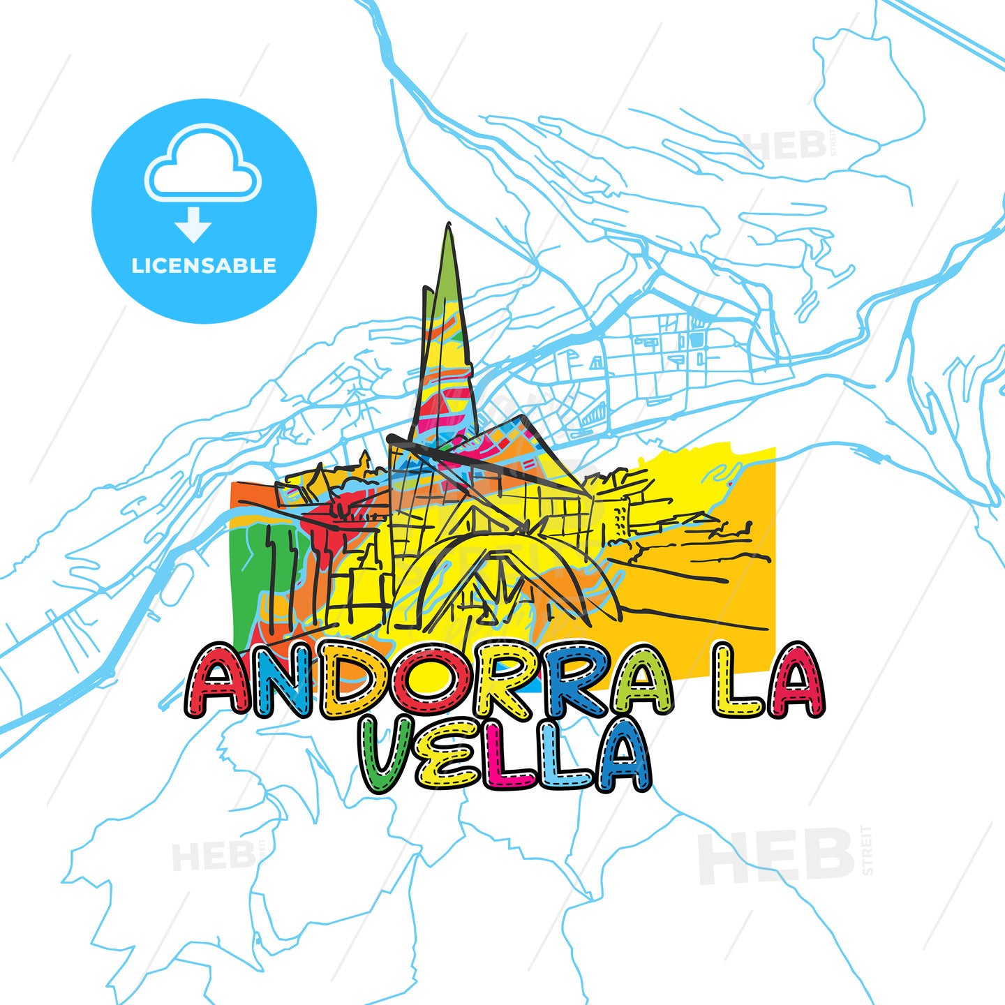 Andorra Travel Art Map