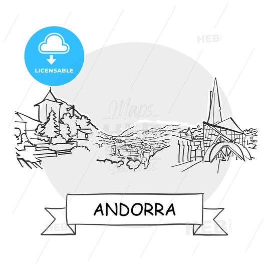Andorra hand-drawn urban vector sign – instant download