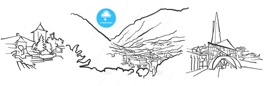 Andorra la Vella Panorama Sketch – instant download