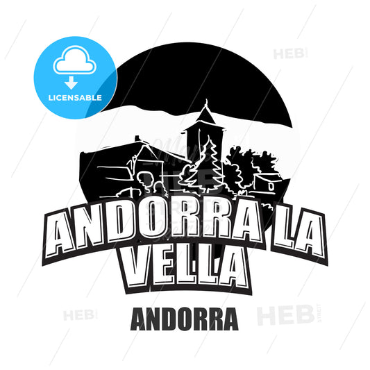 Andorra la Vella black and white logo – instant download
