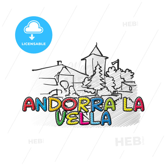 Andorra la vella beautiful sketched icon – instant download