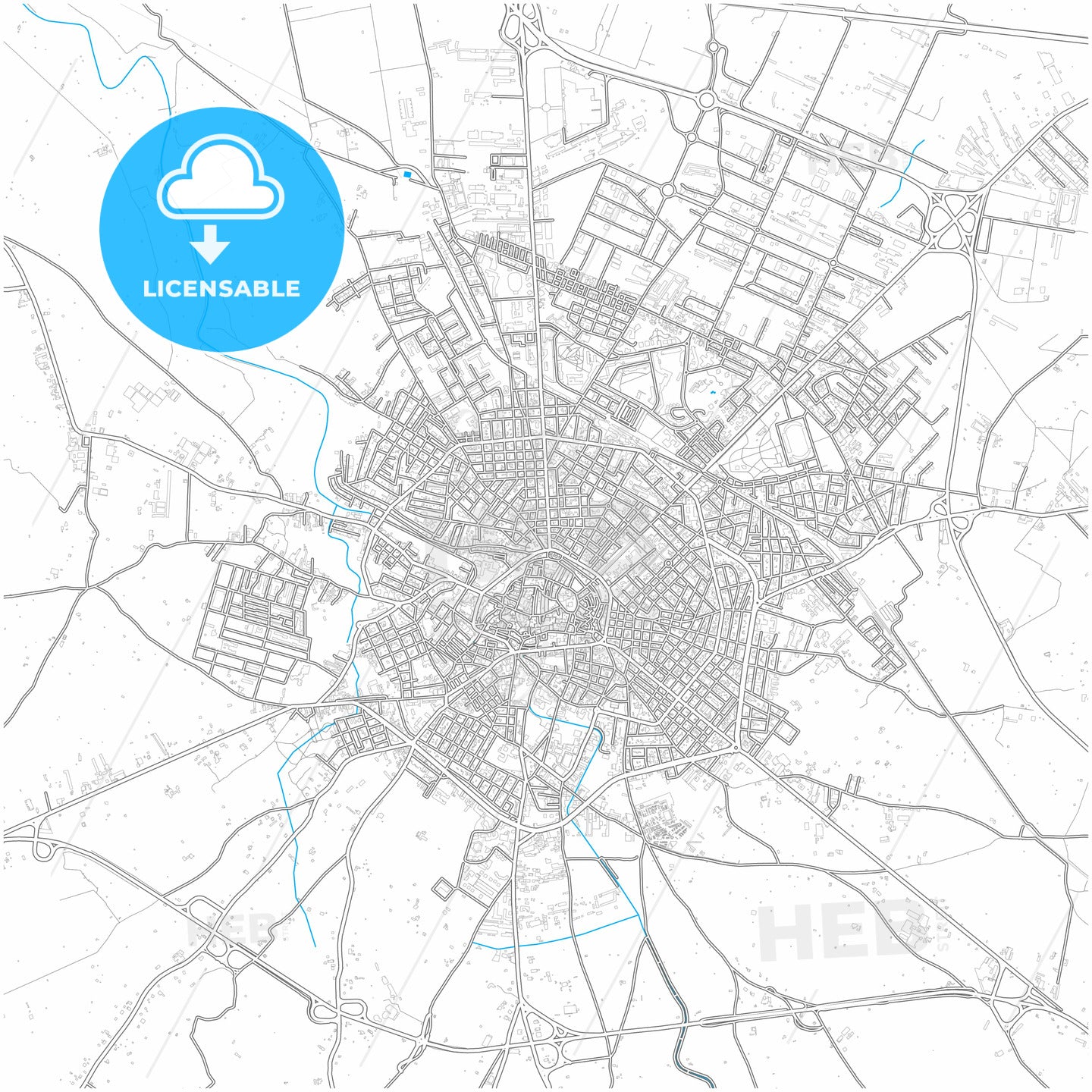 Andria, Apulia, Italy, city map with high quality roads.