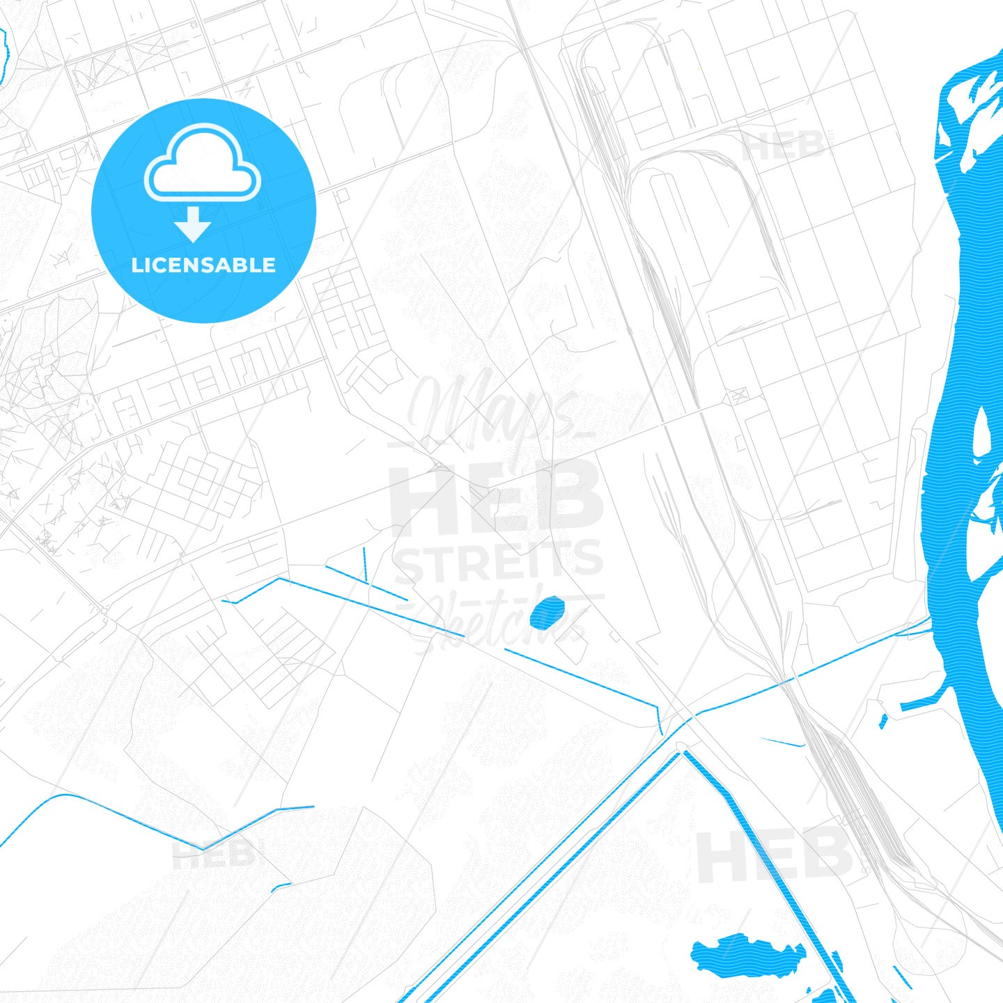 Angarsk, Russia PDF vector map with water in focus