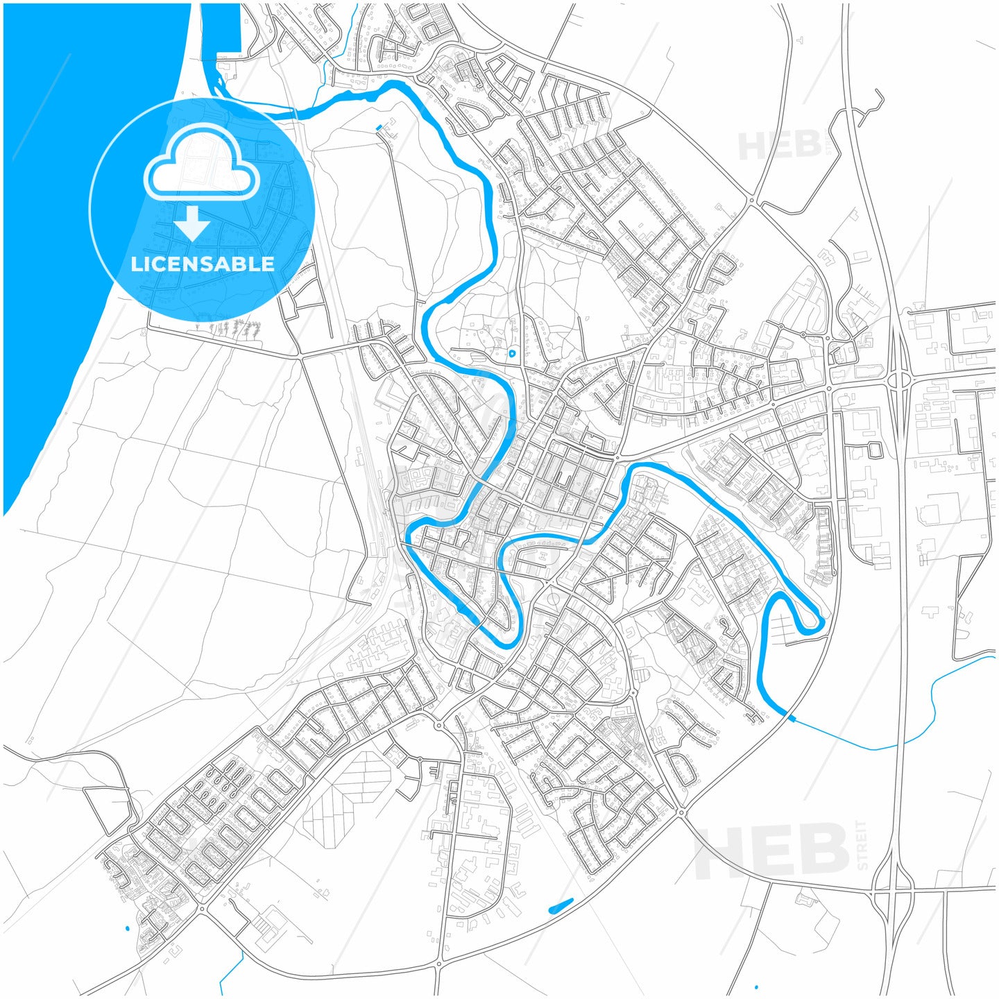 Ängelholm, Sweden, city map with high quality roads.