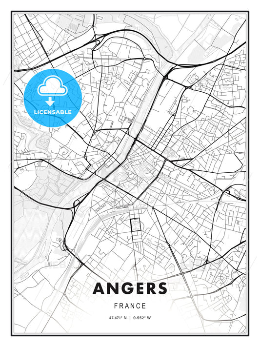 Angers, France, Modern Print Template in Various Formats - HEBSTREITS Sketches