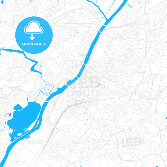 Angers, France PDF vector map with water in focus