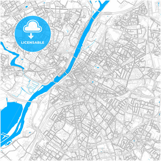 Angers, Maine-et-Loire, France, city map with high quality roads.
