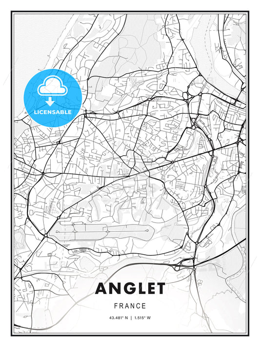 Anglet, France, Modern Print Template in Various Formats - HEBSTREITS Sketches
