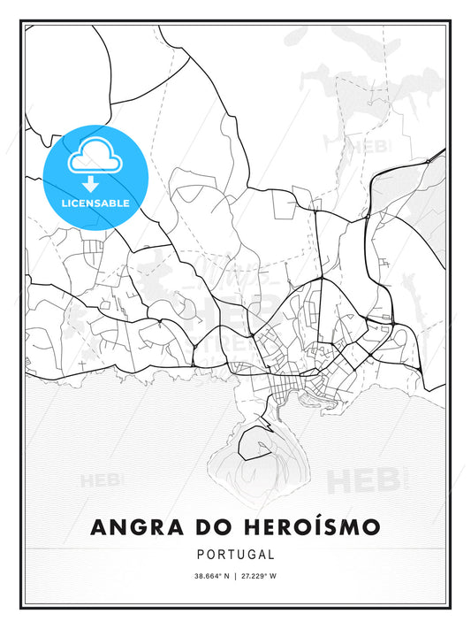 Angra do Heroísmo, Portugal, Modern Print Template in Various Formats - HEBSTREITS Sketches