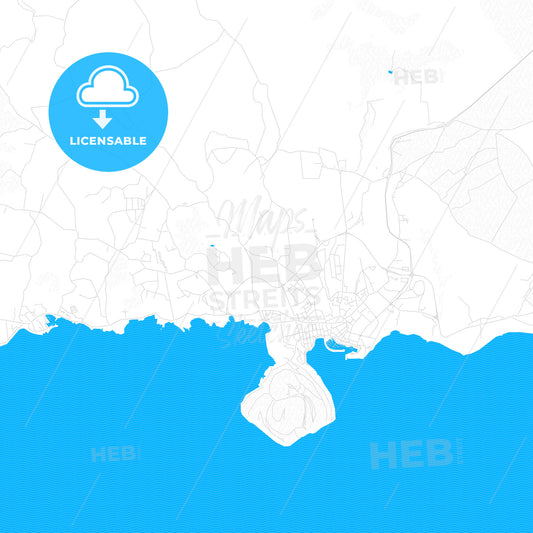 Angra do Heroísmo, Portugal PDF vector map with water in focus