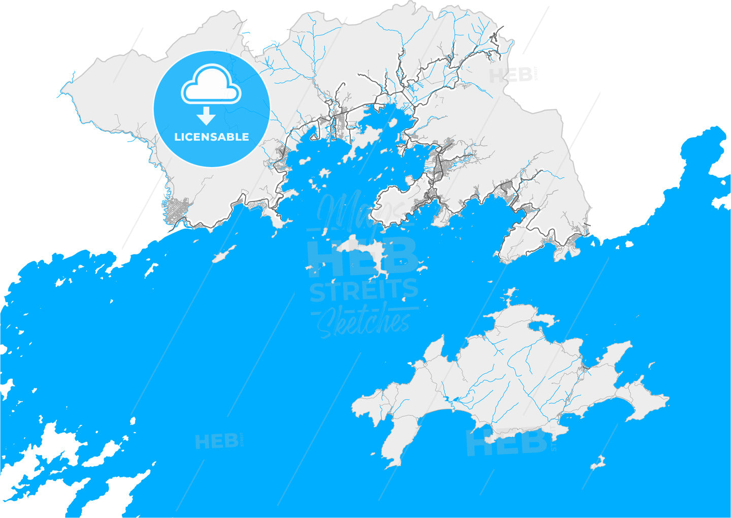 Angra dos Reis, Brazil, high quality vector map