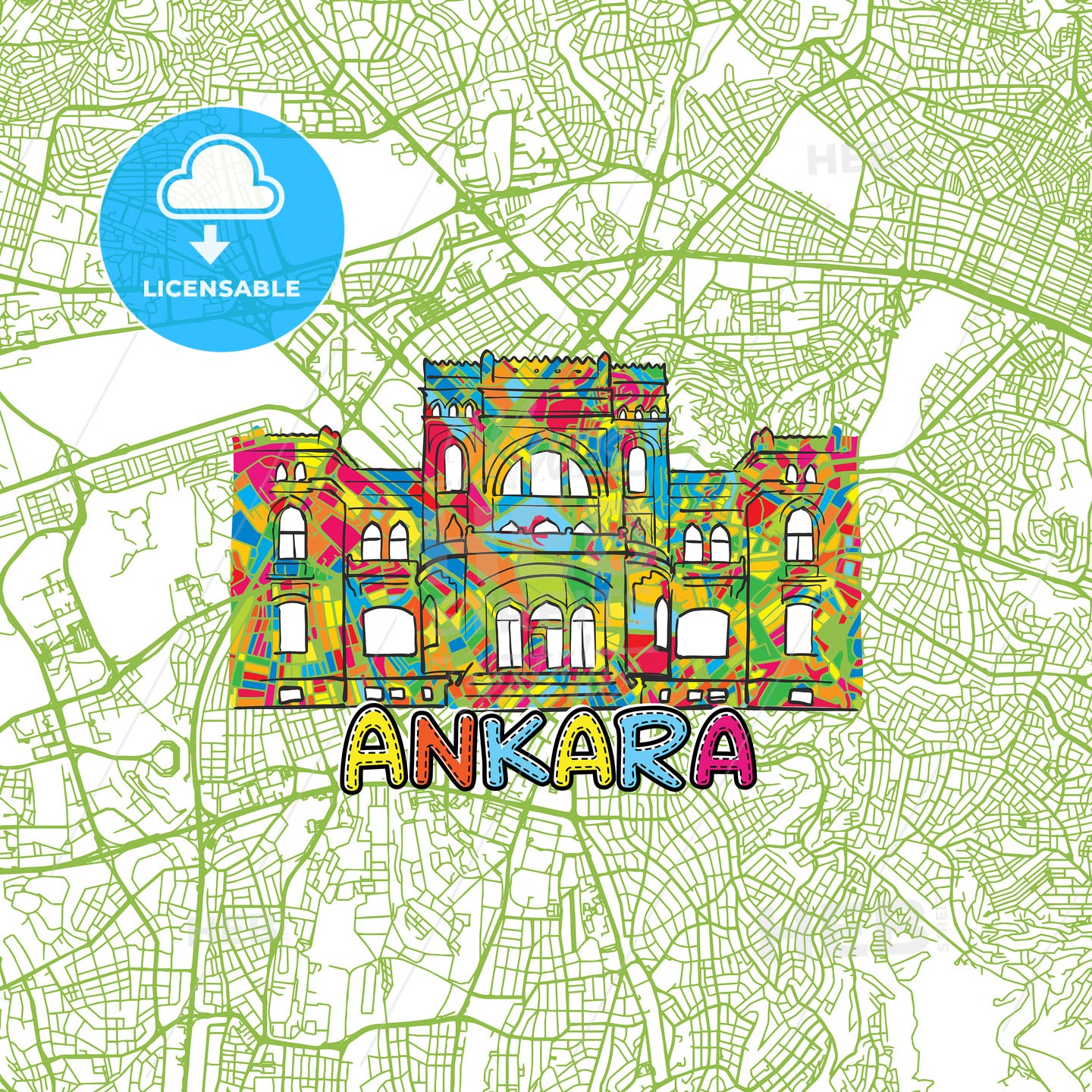 Ankara Travel Art Map
