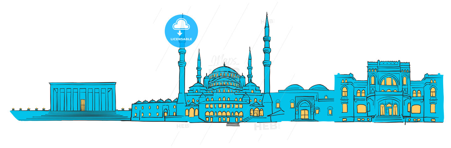 Ankara, Turkey, Colored Panorama – instant download