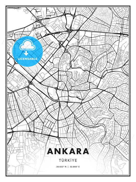 Ankara, Turkey, Modern Print Template in Various Formats - HEBSTREITS Sketches