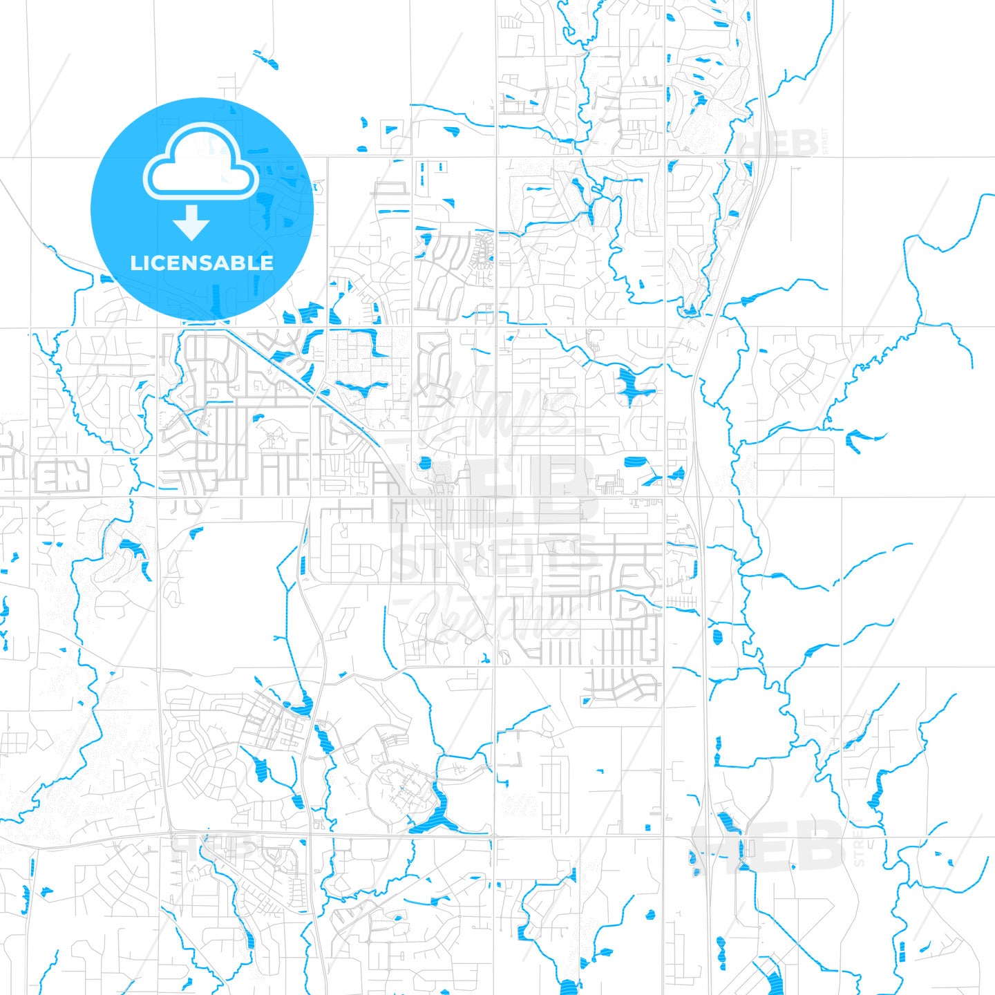 Ankeny, Iowa, United States, PDF vector map with water in focus ...