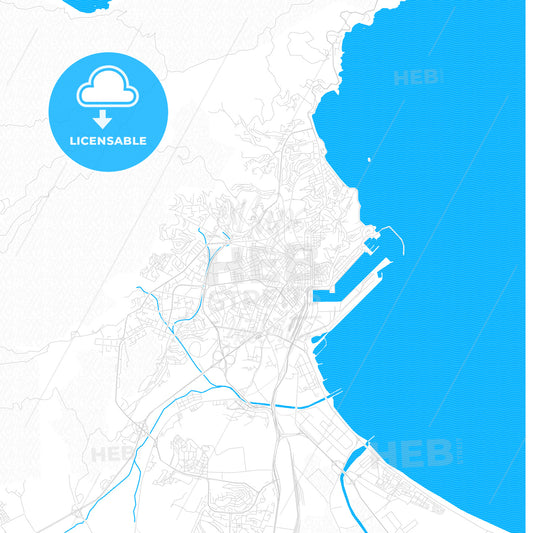 Annaba, Algeria PDF vector map with water in focus