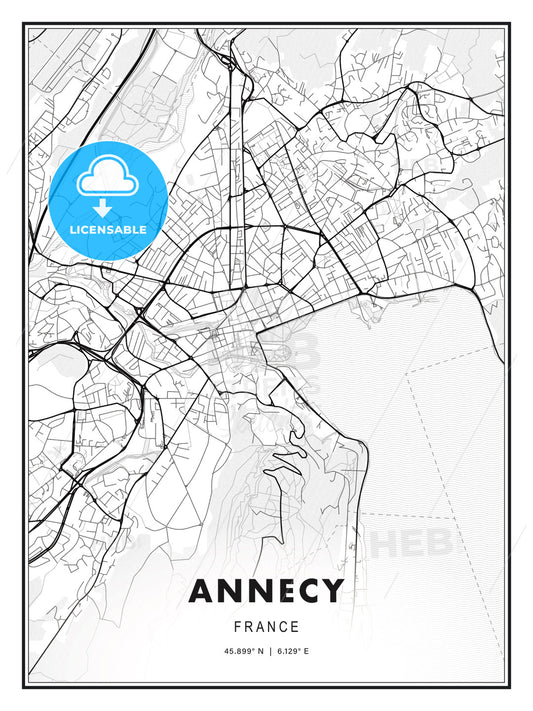 Annecy, France, Modern Print Template in Various Formats - HEBSTREITS Sketches
