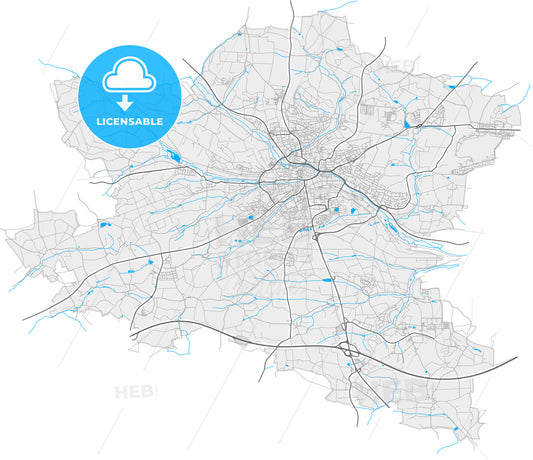 Ansbach, Bavaria, Germany, high quality vector map