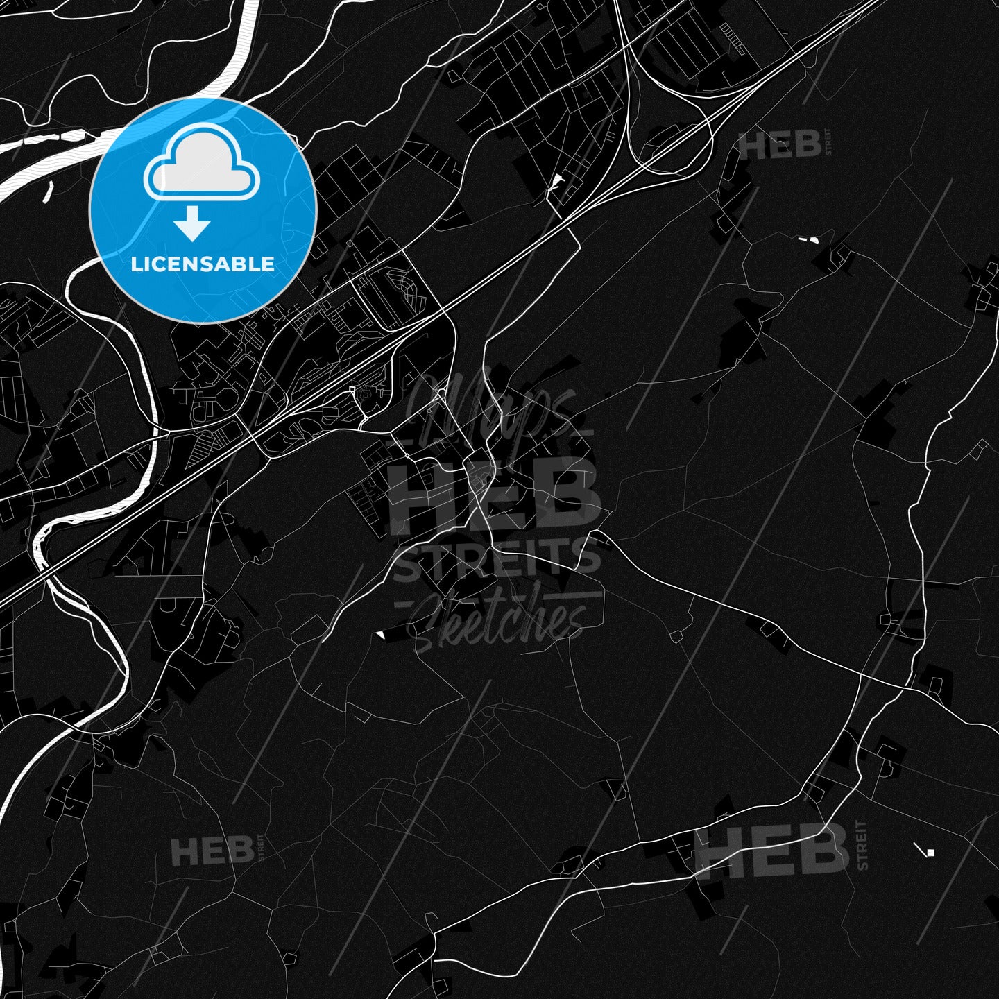 Ansfelden, Austria Pdf Vector Map Black And White – HEBSTREITS