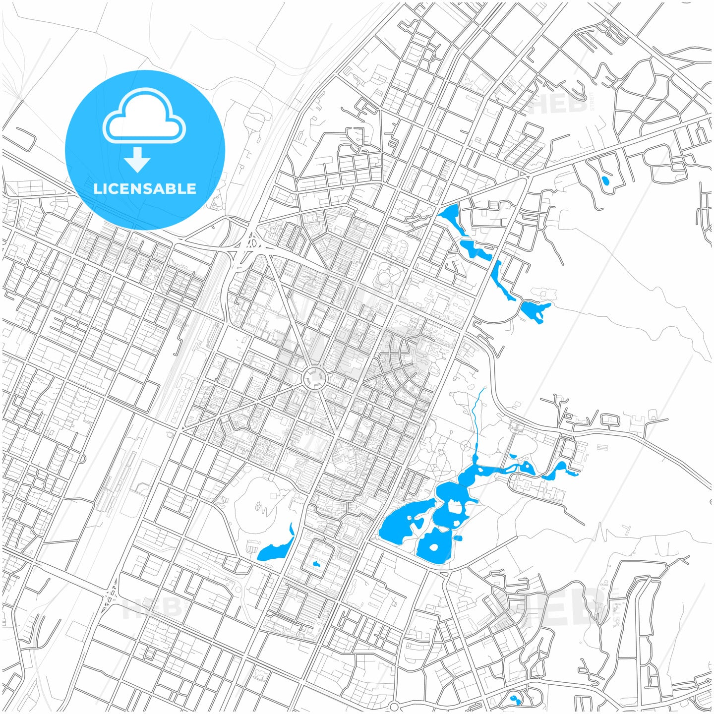 Anshan, Liaoning, China, city map with high quality roads.