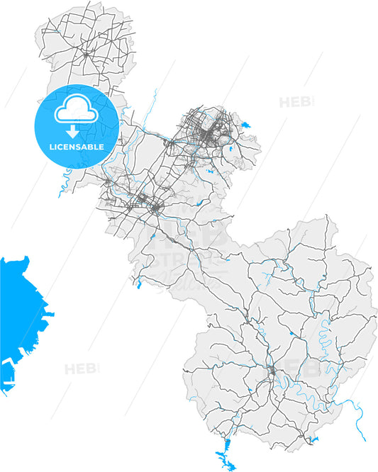 Anshan, Liaoning, China, high quality vector map