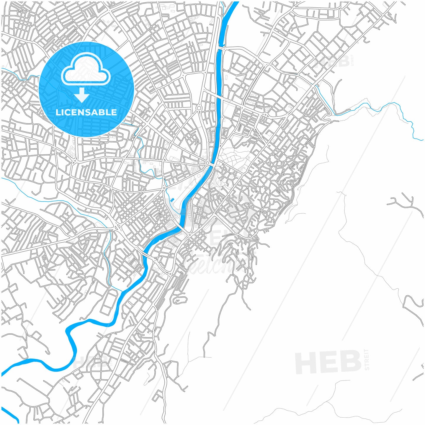 Antakya, Hatay, Turkey, city map with high quality roads.