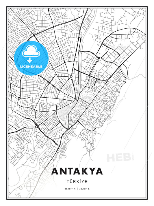 Antakya, Turkey, Modern Print Template in Various Formats - HEBSTREITS Sketches