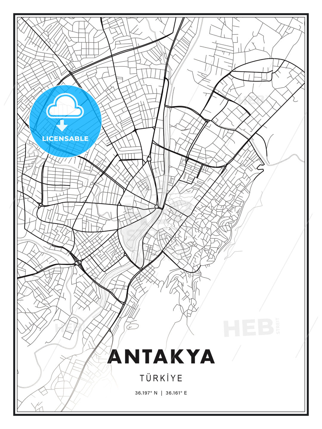 Antakya, Turkey, Modern Print Template in Various Formats - HEBSTREITS Sketches