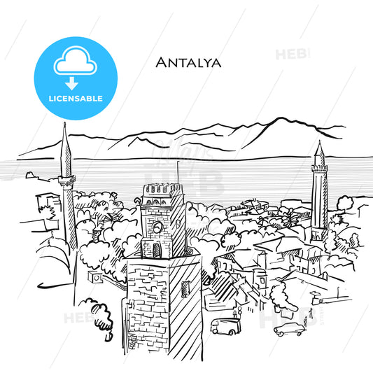 Antalya Travel Sketch – instant download