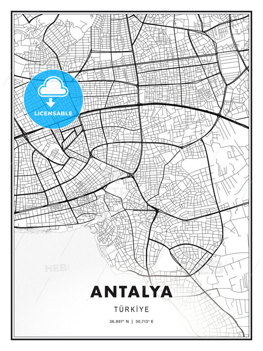 Antalya, Turkey, Modern Print Template in Various Formats - HEBSTREITS Sketches