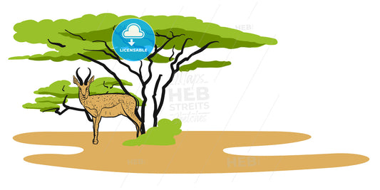 Antelope in savanna, Illustration – instant download
