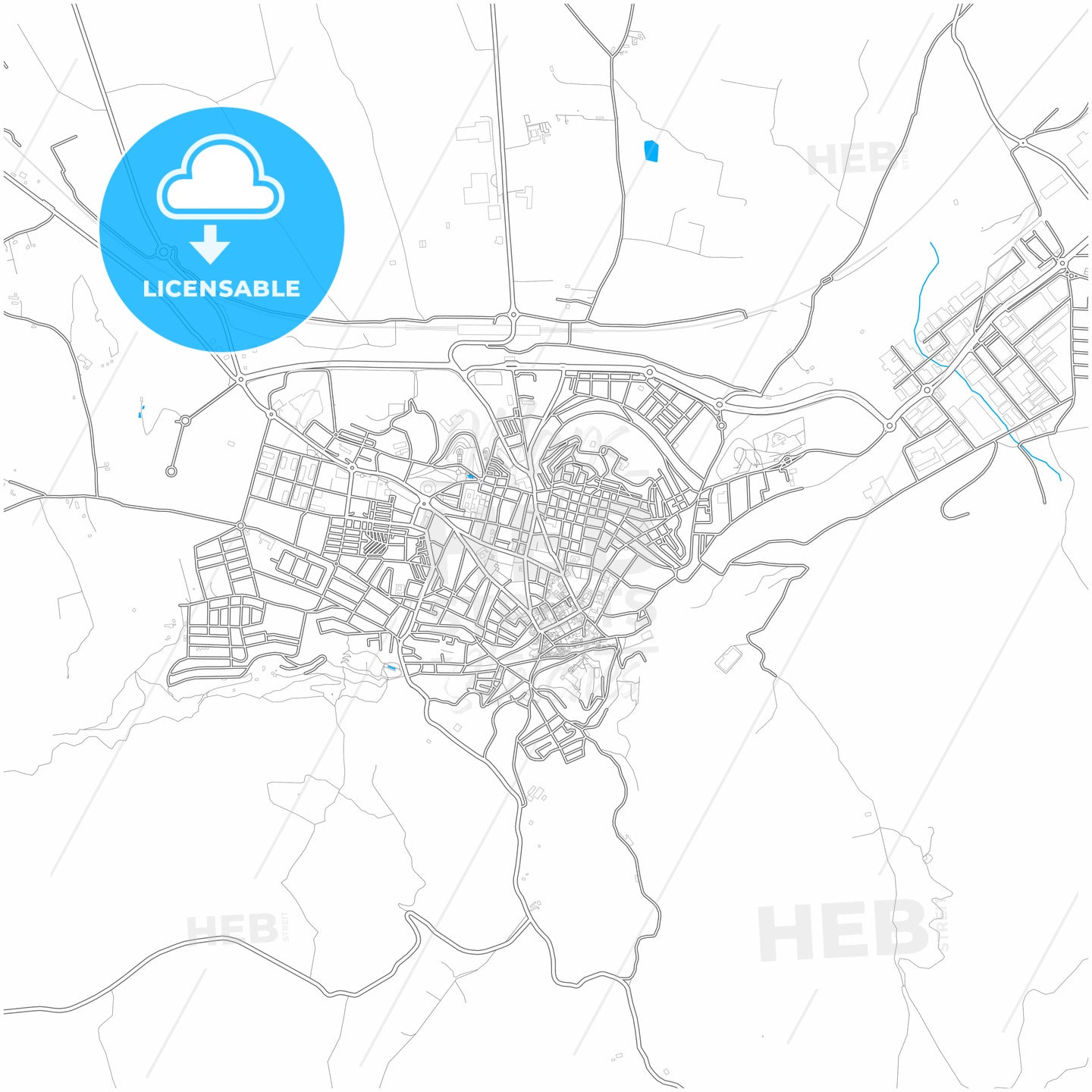 Antequera, Málaga, Spain, city map with high quality roads.